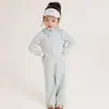 Conjunto Esportivo Liso para Meninas Primavera Novo Estilo Coreano Infantil Estilo Lulu Conjunto de Duas Peças Jaqueta e Calça