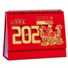 Calendário de Mesa Personalizado 2027 Ano do Carneiro Novo Estilo Calendário com Suporte Vermelho Ornamento de Mesa para Escritório Estilo Chinês Vazado Estampagem a Quente Calendário Mensal