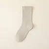 Calcetines de maternidad de ajuste holgado para mujer, calcetines simples de media pantorrilla para otoño e invierno, calcetines largos de algodón de color liso estilo japonés versátiles para niñas