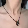 Collar Colgante de Fruta de Uva Fresca Estilo Bosque, Cuerda Trenzada Retro, Cadena Ajustable para Suéter, Collar de Diseño de Alta Gama