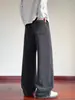 Pantalones negros de pierna ancha de nuevo estilo, pantalones casuales con forro polar para hombre, pantalones rectos holgados, talla grande, adecuados para otoño