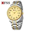 Reloj de Negocios Oufani, Esfera Grande Simple, Reloj de Cuarzo Digital Resistente al Agua 30m, Elegante Reloj de Pareja Luminoso con Calendario Simple