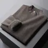 Suéter quente com gola semifechada e forro de fleece para homens, novo estilo de inverno, blusa de malha interna com gola média, grossa