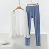 Conjunto de Duas Peças de Moda Casa Nova Primavera e Verão para Mulheres, Conjunto Casual de Camisa com Proteção Solar Solta Fina e Leggings