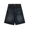 Shorts de Mezclilla Desgastados Estilo Retro Americano Nanxia Nuevo Estilo Verano para Hombre, Pantalones Rectos Holgados de Cinco Puntos, Pantalones Versátiles de Moda