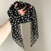 Bufanda de seda de lunares marrones para mujer, bufanda fina para el cuello con un toque de alta gama, bufanda larga de seda tipo cinta, accesorio vintage francés