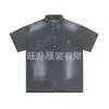 Camisa de Mezclilla Lavada de Manga Corta, Estilo Americano, Moderna, de Nicho, Retro para Hombre, Nueva Superior Casual Holgada de Estilo Japonés para Verano