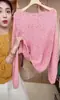 Suéter de punto pullover de cuello redondo de manga larga, hilo colorido de estilo francés de alta resistencia, top casual suave y acogedor para mujer de primavera y otoño multicolor