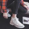 Zapatos de lona de caña alta para mujer, primavera y verano 2021, nuevos zapatos blancos, estilo coreano, para estudiantes, combinables, estilo Harajuku, zapatos casuales, zapatos de moda.