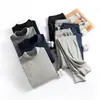 Ropa de otoño pantalones largos algodón suéter de algodón fino para hombre algodón traje de ropa interior térmica para jóvenes y mediana edad cuello alto medio otoño e invierno