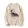 Estilo Nuevo Primavera y Otoño Estilo Americano Diseño de Letras de Perro Lindo Versátil Top de Manga Larga para Mujer Ropa Exterior Casual Camisa Base