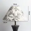 Pantalla de Lino Plisado Pastoral Floral Retro para Lámpara de Piso Colgante de Mesita de Noche de Dormitorio Hotel Accesorios