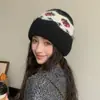 Gorro de Punto Fair Isle Retro 2026 para Mujer, Cálido de Invierno, Estilo Fresa Lindo, Gorro Tejido Adelgazante