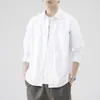 Camisa casual masculina de algodão com manga longa, cor sólida, tecido Oxford, jaqueta moderna estilo japonês 2026, atacado