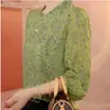 Blusa de Gasa a la Moda con Mangas Tres Cuartos para Mujer, Nuevo Estilo de Verano, Top Estampado que Rejuvenece, Camisa Elegante y Moderna para Cubrir la Barriga de Mamá