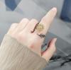 Anillo de Girasol Giratorio Explosivo Shake Tone para Mujer Anillo de Girasol Completo de Circonita Microincrustado Anillo de Descompresión para la Ansiedad para Mujeres