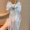 Presilha de cabelo com laço de princesa e fitas estilosas, acessório de cabelo com estrela-do-mar temático do oceano para meninas e bebês, clip versátil para topo de trança