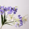 Flor Artificial de Orquídea Nieve Fragante y Lujosa, Rama Única de Orquídea Fragante de Dos Puntas con Hojas, Flor Fragante para Boda y Arreglo Floral para el Hogar