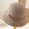 Nuevo Sombrero de Pescador con Cinturón Elegante y Elegante Estilo Hepburn Francés Sombrero de Bomba Simple y Elegante