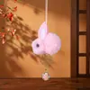 Colgante de peluche de conejo para el Festival de Medio Otoño, regalo con borlas y cascabeles, nueva decoración de bolsa estilo chino Hanfu, lindo conejo de jade para uso en automóvil