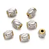 Prata antiga estilo Xizang costura bicolor padrão de nuvens auspiciosas contas cilíndricas contas de cintura contas de tambor contas dos oito tesouros acessórios de liga de prata Xizang para DIY