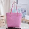 Bolsa de Plástico Trançado Moda Casual Novo Estilo Fresco Cesta de Legumes de Mão Tecida à Mão Grande Capacidade Bolsa de Praia para Feriado