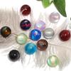 Cuentas redondas de resina de 16 mm con efecto ojo de gato, de doble color, con destellos finos, para cadena de teléfono móvil, accesorios para bolígrafos.