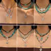 Joyería Transfronteriza Europea y Americana Cadena para la Clavícula Imitación Turquesa Retro Conjunto de Collar de Cuentas Estilo Étnico Collar de Cactus