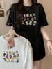 Camiseta Corta de Hombro Ins Super Caliente Europea y Americana para Mujer Verano 2024 Nuevo Japonés Holgado Oversize de Media Manga