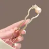 Pasador de Pelo Elegante Retro Flor Mariposa Borla de Perla Forma de U Pasador de Pelo Accesorios para el Cabello Pasador de Pelo de la Antigua Dinastía Han Cheongsam