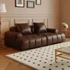 Sofá nuevo de cuero encerado al aceite estilo vintage para rascar gatos para sala de estar, adecuado para apartamentos pequeños, sofá de líneas rectas minimalista estilo americano