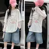 Conjunto de Camisa de Manga Larga con Protección Solar de Verano y Shorts de Mezclilla para Niñas 2026 Nuevo Elegante Conjunto de Dos Piezas para Niños Mayores