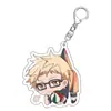 Versão Q de Haikyuu!! chaveiro, Hinata Shoyo, Nishinoya Yuu anime acrílico pingente de mochila atacado