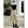 Jeans cropped de mezclilla lavada, holgados y elegantes, con un diseño único, versátiles para el uso diario, pantalones de pierna ancha a la moda, corte ajustado.