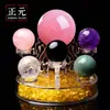 Al por mayor bola de cristal rosa blanco morado amarillo decoración de matriz de Siete Estrellas piedra cruda natural pulida cristal colorido regalo para el hogar y la oficina