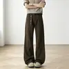 Calças casuais de algodão lavado estilo americano para homens, jeans de verão com corte justo para high street, calças retas largas e soltas da moda