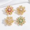 Broche para Mujer Transfronterizo Copo de Nieve Zircón Broche Giratorio Corsage Estéreo para Mujer Estilo Coreano Elegante Pin Hebilla para Abrigo de Traje