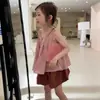 Conjunto de Ropa de Verano para Niñas 2026: Top de tirantes de cuadros y bombachos para niños de 2 a 10 años, Ropa infantil elegante