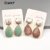 WT-E696 Pendientes Medianos de Estilo de la Corte China con Piedras de Colores y Perla de Agua Dulce para Mujer, Pendientes para el Viaje Diario