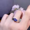 Anillo de Zafiro Natural, Azul Real Fino, Alta Claridad, Piedra Principal de Color Fuego Completo 6X8Mm, Venta Caliente Transfronteriza