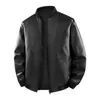 Moda masculina outono e inverno jaqueta de couro slim-fit nova, couro PU, tamanho grande, gola alta, jaqueta de couro masculina estilo zíper