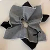 Goma para el pelo de doble capa con lazo, patrón de cuadros vintage, forma de paraguas grande, tela dulce, accesorio para el pelo de mujer para coleta baja, estilo nuevo