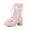 Botas talla botas moño padre-hijo encaje 43 comercio exterior con estudiantes 28 Botas Mary Jane de encaje hoja de loto talla botas mujer