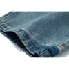 Jeans de Mezclilla Lavada Azul Simple Retro Americano Rumei Pantalones Casuales Rectos Holgados Versátiles para Hombre Pantalones Largos Ligeramente Cónicos