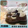 Sapatos de couro estilo francês retrô com fecho de velcro para mulheres, nova coleção de outono 2026, perfeitos com vestidos, apresentando renda e um laço, estilo Mary Jane