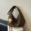 Bolso Cruzado Vintage con Estampado de Leopardo para Mujer, Bolso de Hombro Versátil de Diseño Casual de Nicho, Bolso de Lona Estilo Coreano Tipo Dumpling