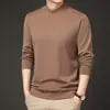 2025 Nuevo Otoño e Invierno Sudadera Pulóver de Terciopelo Alemán para Hombre de Cuello Alto Medio Color Sólido Casual Engrosada Cálida Camiseta Base Superior