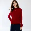 Suéter de cachemira para mujer, suéter de cachemira de cabra con cuello redondo, nuevo suéter de punto base ajustado para otoño e invierno