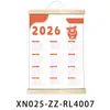 Calendario de Año Nuevo 2026 Bandera Colgante Decoración de Pared de Dormitorio Tela de Fondo Tela de Fondo Colgante de Pared de Tela Oxford con Palo de Madera Cordón