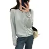 Cárdigan de Punto con Botones de Colores para Mujer, Estilo Delgado, Chaqueta Suéter Nueva de Otoño 2025 Talla Pequeña, Top Corto de Color Sólido